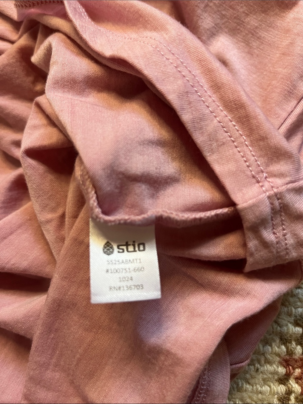 Stio Women’s Pink Wool Blend Slub Crew Neck Short Sleeve Tee Sz Medium Like New - Picture 6 of 7